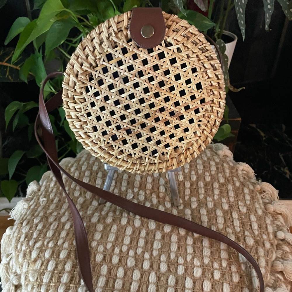 J. Crew Rattan Circle Crossbody Shoulder Bag